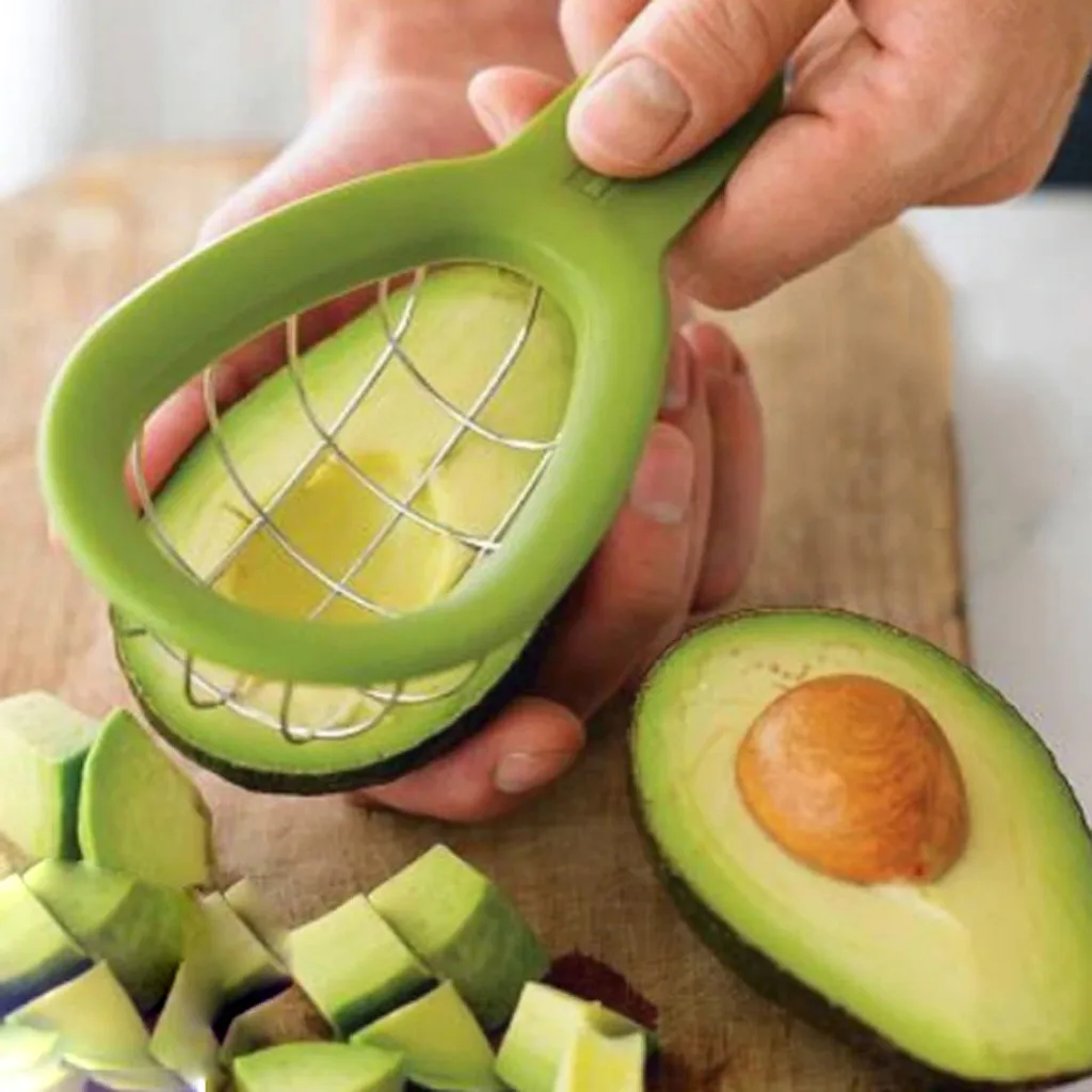 

Avocado Slicer Shea Corer Slicer Melon Fruits Cutter ulp Separator Cuber Kitchen Vegetable Hand Tool Gadgets Dice Cube Accessory