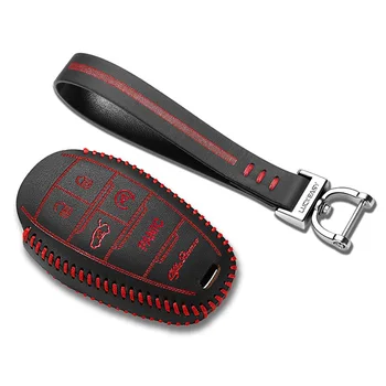 

key Cover for alfa romeo giulia 2017 2018 alfa romeo stelvio leather holster car key bag Key Case 5 button key2p Free shipping