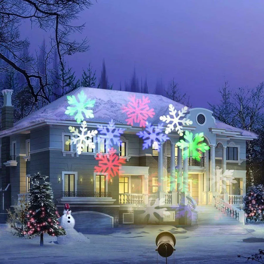 Christmas Snowflake LED Laser Projector Light Snow Garden Outdoor Landscape Lamp 