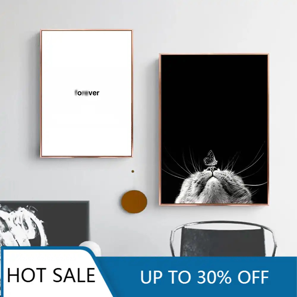 プリントモジュラーミニマリストの壁アートキャンバス絵画ポスター引用猫北欧スタイル壁の装飾の写真アートプリントホームキッズルームのため 絵画 書道 Aliexpress