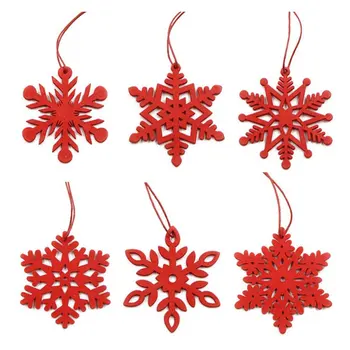 

6Pcs/Bag Wooden Christmas Snowflake Christmas Tree Ornaments Wooden Horse Bell Decoration Crafts Listing