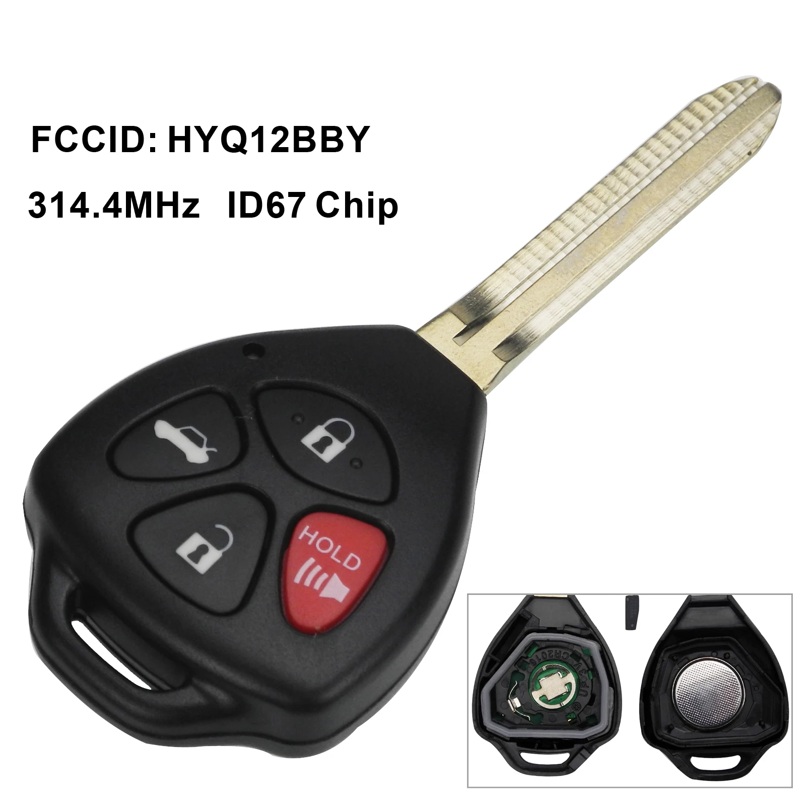 jingyuqin 10ps HyQ12BBY 314.4 Mhz ID67 3/4 B Car Remote Key for Toyota Camry Avalon Corolla Matrix RAV4 Yaris Venza tC/xA/xB/xC - Number of Buttons: 4 Buttons ID67