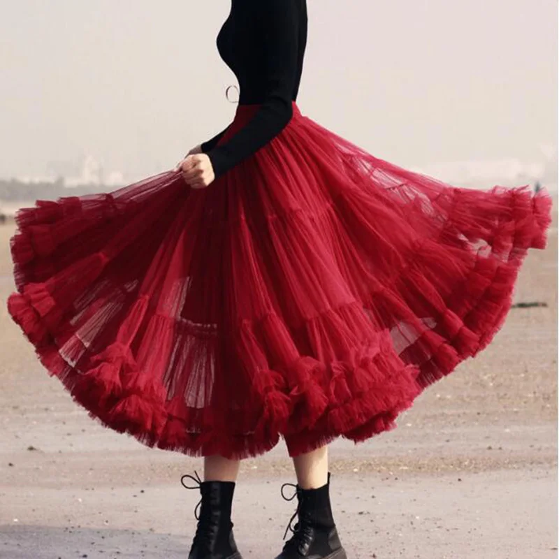 elegant-charming-burgundy-ankle-length-tulle-skirts-for-women-elastic-waistline-puffy-tutu-skirt-female-adult-saias-custom-made