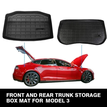 

Model 3 Front and Rear Trunk organizer All Weather Trunk Liner Durable TPE Cargo Storage Mat for Tesla Model 3,2 Pack