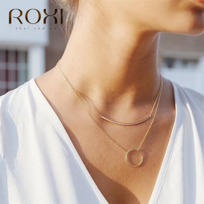 ROXI Simple 925 Sterling Silver Necklace Karma Round Circle Pendant Necklace for Women Fashion Clavicle Chain Statement Necklace - Image 5