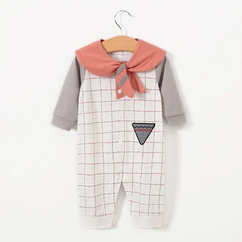 

Autumn Baby Boy Casual Stripe Plaid Print Romper Infant Long Sleeve Children Jumpsuit