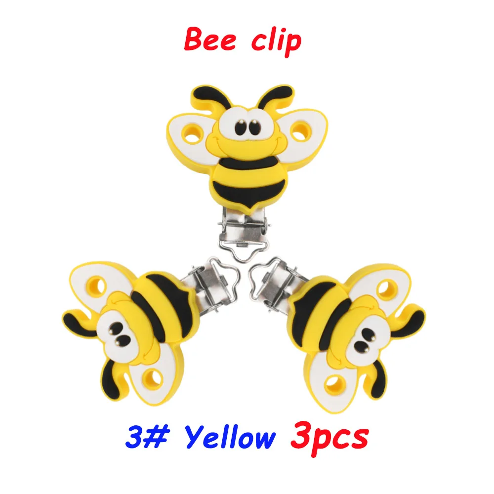 Sunrony Cartoon Animal Bee Silicone Bead/Teether/Clip Food Grade Pendants DIY Pacifier Chain Accessories Baby Teething Toys baby teething items diy Baby Teething Items