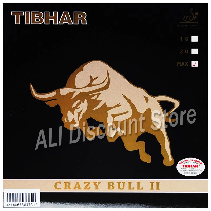 Оригинальные резиновые прыщи Tibhar CRAZY BULL II для настольного тенниса губка