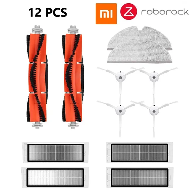 Xiaomi 1 1S Roborock S5 S6 MAX S6 Pure Accessories Vacuum Cleaner Parts Washable Mop Cloth HEPA Filter Main Brush Side Brush 12 pcs