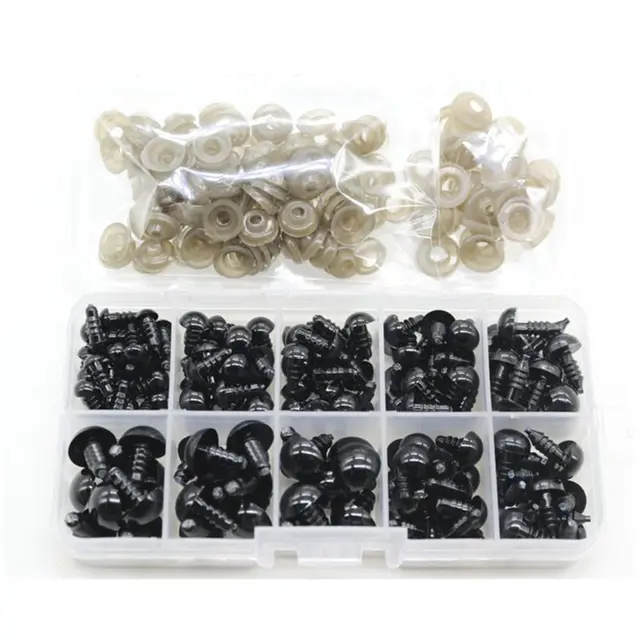 142pcs 6-12mm Black Plastic Craft Safety Eyes for stuffed Animal Doll DIY Toy 5