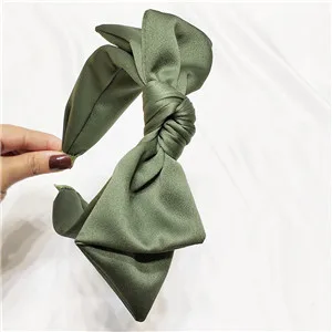 green Винтажные женские повязки для волос с большим бантом, женские повязки на голову, женские головные уборы, аксессуары для волос - Цвет: green