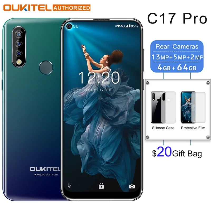 OUKITEL C17 Pro 6,35 ''19:9 4 Гб ОЗУ 64 Гб ПЗУ MT6763 смартфон 13 МП отпечаток пальца Восьмиядерный Android 9,0 4G мобильный телефон 3900 мАч