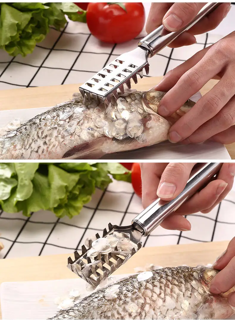 

Factory Metal Fast Cleaning Fish Peeler Scale Remover Seafood Crackers Fish Scaler Cleaner Planer Skin Brush Scraper Tool