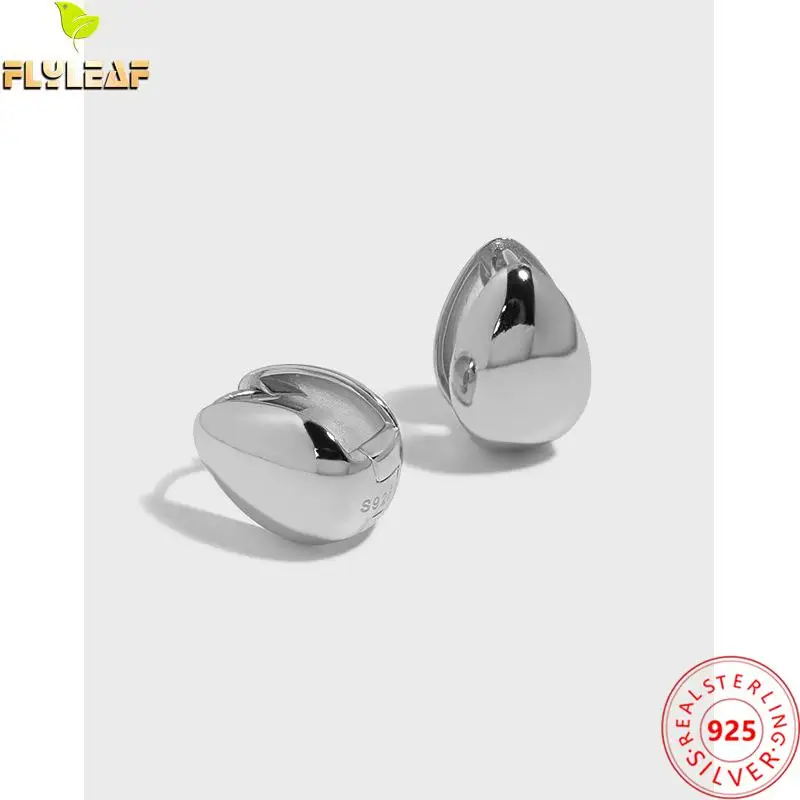 

925 Sterling Silver Glossy Water Droplets Hoop Earrings For Women 18k Gold Platinum Plating Oval Earing Femme Fine Jewelry