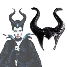 Хэллоуин косплей рога латексный головной убор маска Jolie черный взрослые мужчины Женщины Карнавальный костюм аксессуары реквизит ролевые игры