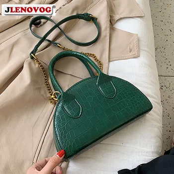 

Ladies Mini Half Moon Tote Crocodile Pattern PU Leather Top Handle Bags for Women Brand Designer Crossbody Bag Green Red Handbag