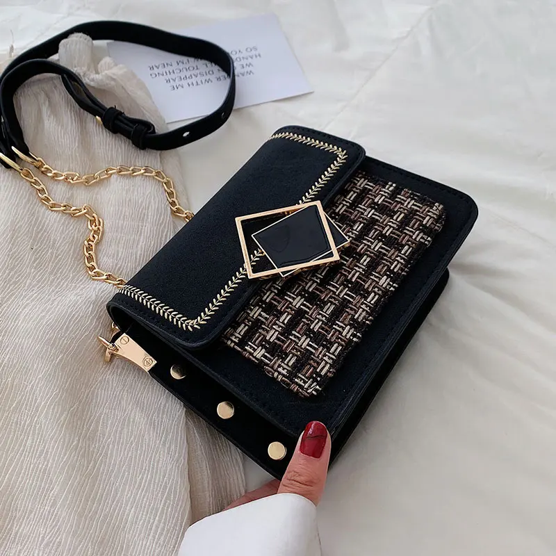 

Scrub Leather Weave Crossbody Bags For Women 2020 Fall Chain Shoulder Messenger Bag Female Chain Luxury Handbags and Purses