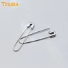 Trusta 2022 2Pcs Women Fashion 100% 925 Sterling Silver Paper Clip 3.7cmX0.7cm Dangle Earring For Girl Lady Madam Jewelry DS639 ► Photo 2/6