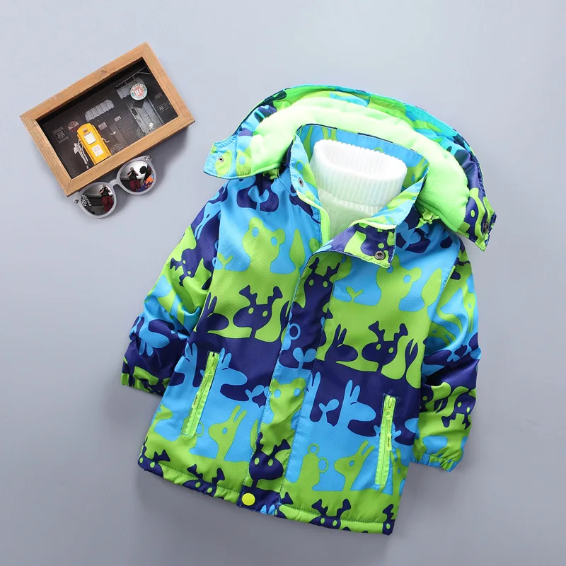 Осенне-зимнее пальто для мальчиков и девочек; бархатная хлопковая ветрозащитная куртка с рисунком; Водонепроницаемая детская одежда из хлопка - Цвет: Photo Color