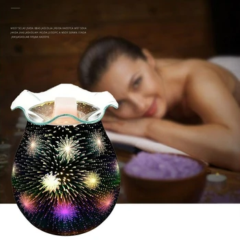 

3D Glass Fireworks Electric Aroma Lamp Wax Melter Essential Oil Burner Aroma Night Light UK Plug Electric Aroma Lamp UK Plug