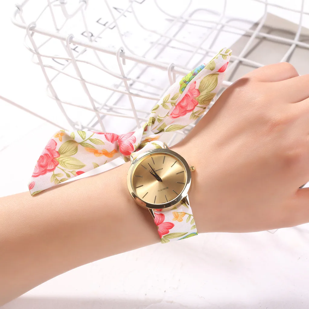 Fashion Flower Cloth Design Women Watches Sweet Girl Bracelet Ladies Dress Watch Gifts часы женские reloj mujer montre femme /d |