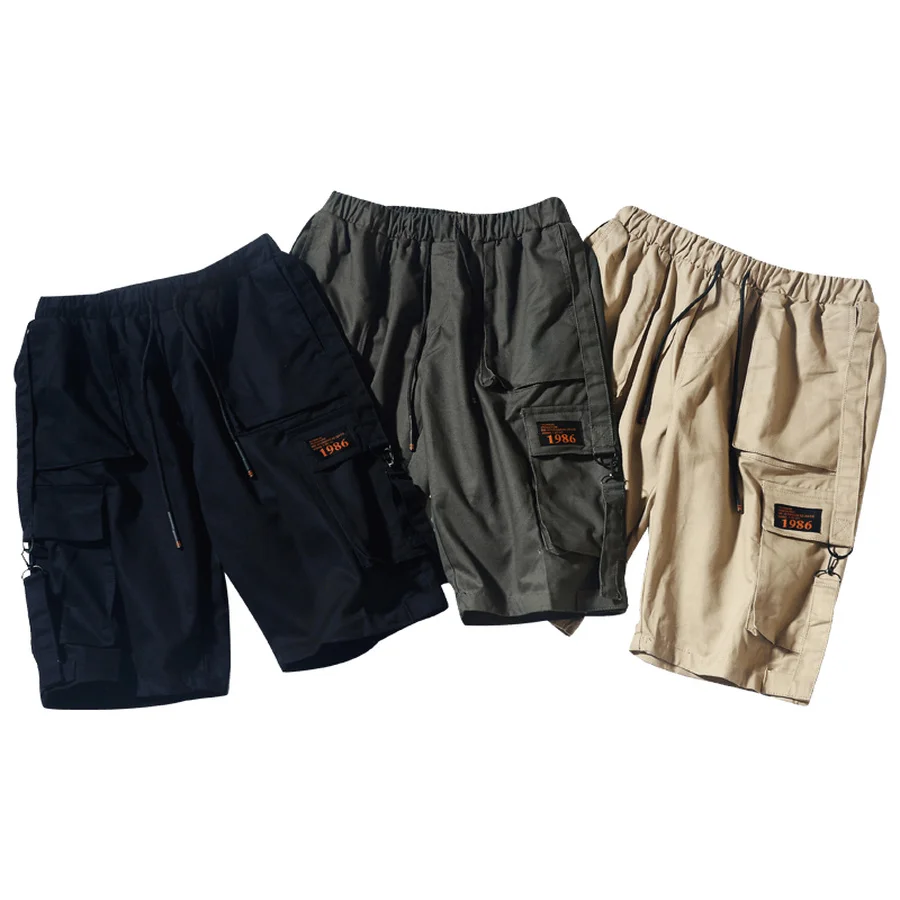 Хлопковые черные мужские шорты, летние, простые, повседневные, длина до колена, свободные, дышащие, с эластичной талией, мужские шорты, брендовая одежда 4XL CC50DK50