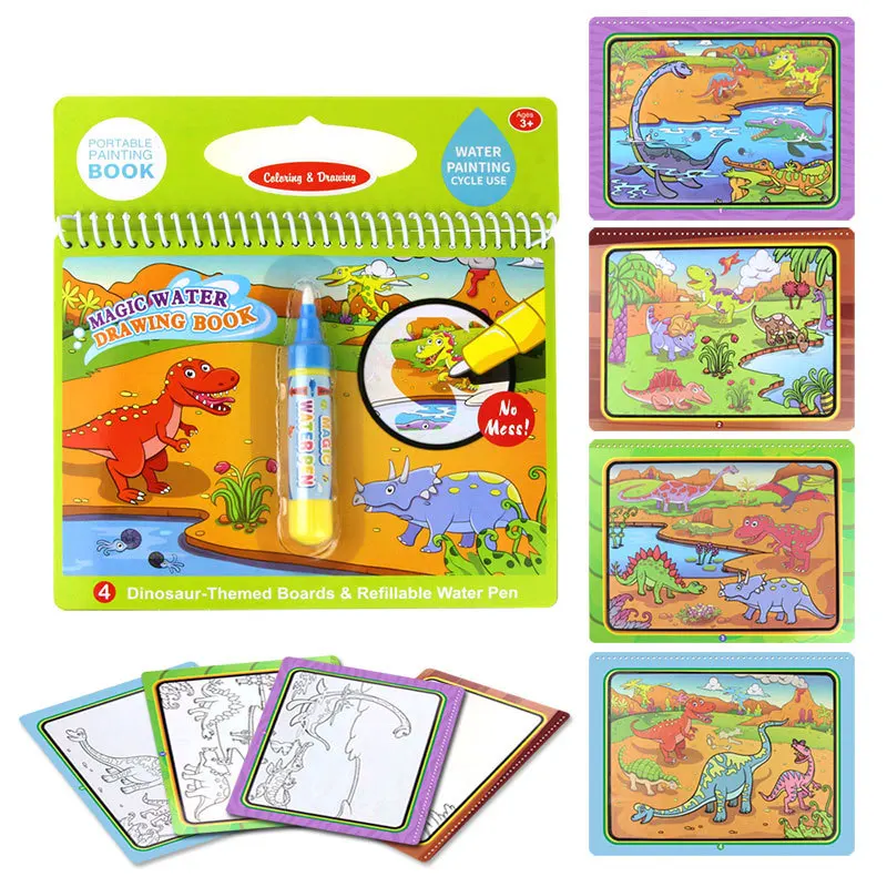 Креативная развивающая Волшебная книга для рисования водой, книжка-раскраска с волшебной ручкой, доска для рисования, книжка-раскраска, детский подарок