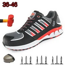 Безопасная обувь со стальным носком, устойчивая к прокалыванию Безопасная рабочая камуфляжная Весенняя дышащая сетчатая повседневная обувь мужские рабочие кроссовки