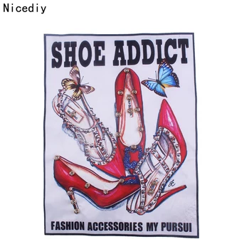 

Nicediy Fashion Shoes Rhinestone Patches High Heels Applique Sew On Clothing Sequined Patches For Clothes Stripe Sticker C