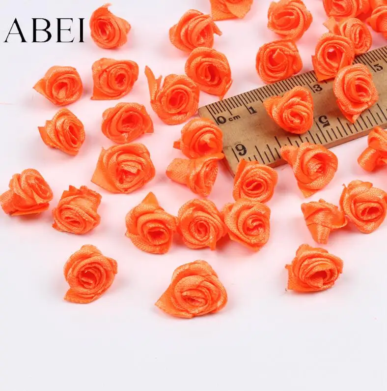 300pcs Multicolor Mini Satin Ribbon Rose Heads for Crafting and Decoration