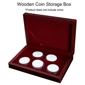 

25/27/30mm Wooden Coin Protector Case Coin Collection Transparent Coin Storage Box Round Coin Capsules Containers Storage Box