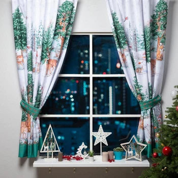 

A set of curtains for kitchens with hooks "New Year's forest" 145x180cm-2 pieces, gabardine 5163064