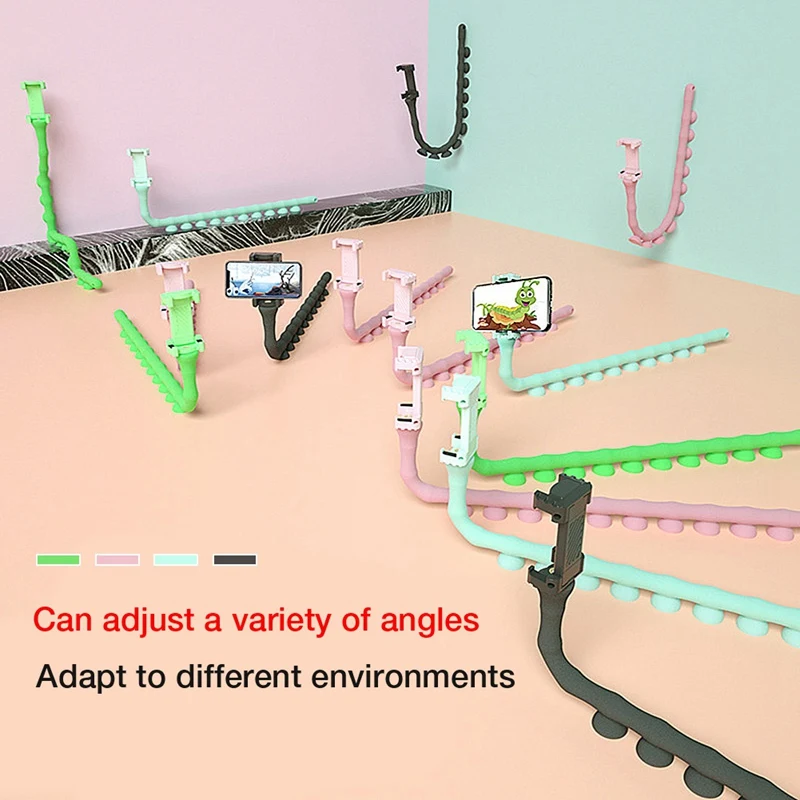 2 шт Мобильный телефон кронштейн Многофункциональный милый червь Ленивый держатель телефона мощная Адсорбция для любого места(черный и розовый