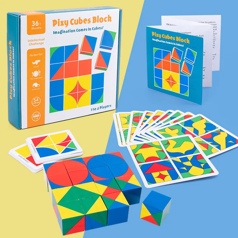 

Children's Cube Space Thinking Building Blocks Puzzle Logic Reasoning Wooden Early Educational Space Imagination Toys Kids Gifts