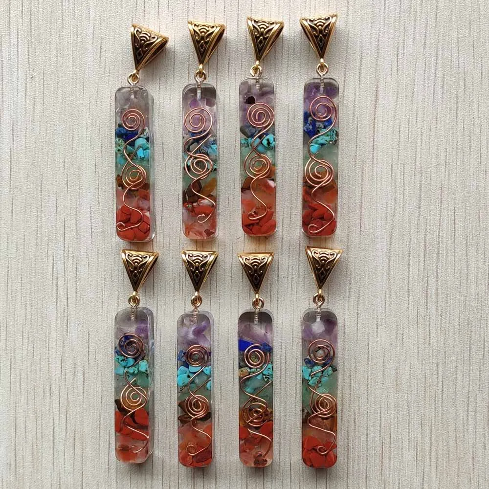 

2020 New Retro Colorful natural amethysts Lapis Lazuli 7 colors stone pillar charms pendants wholesale 8pcs/lot free shipping