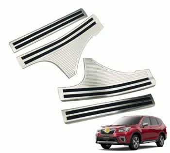 

Stainless Steel Outer Side Door Sill Guard Scuff Threshold Cover Trim Protector 4pcs For Subaru Forester 2019 Car styling