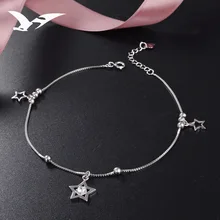 S925 прекрасный серебряный ножной браслет в этническом стиле Модный Звездный браслет на ногу из бисера женский простой хипстерский Серебряный ножной браслет