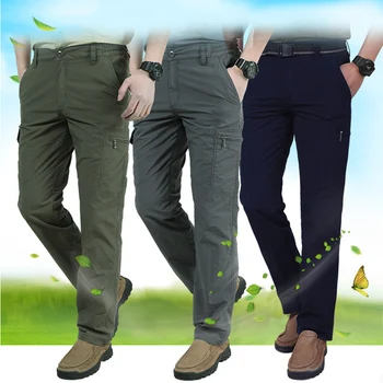 

Multi Pocket Cargo Pants Men Work Breathable Quick Dry Army Men Pants Casual Summer Autumn Loose Military Tactical Trousers Male