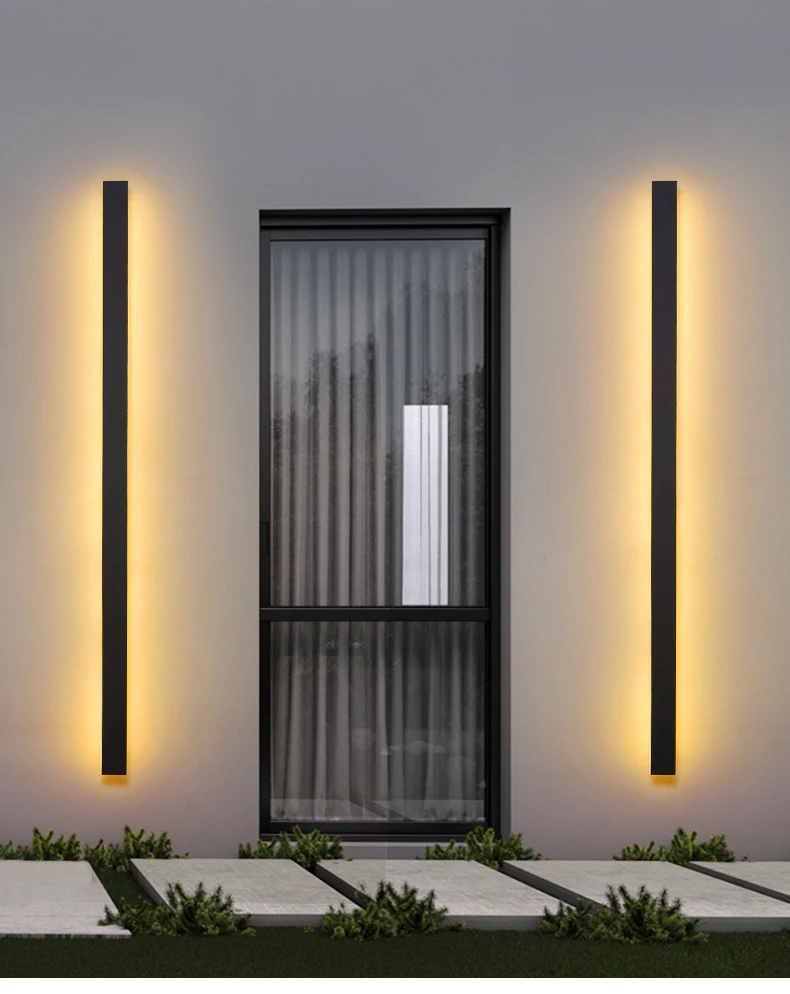 Outdoor wall lamp waterproof long strip garden courtyard courtyard  door post 110V 220V LED indoor Bedroom headboard wall lights wall light fixture