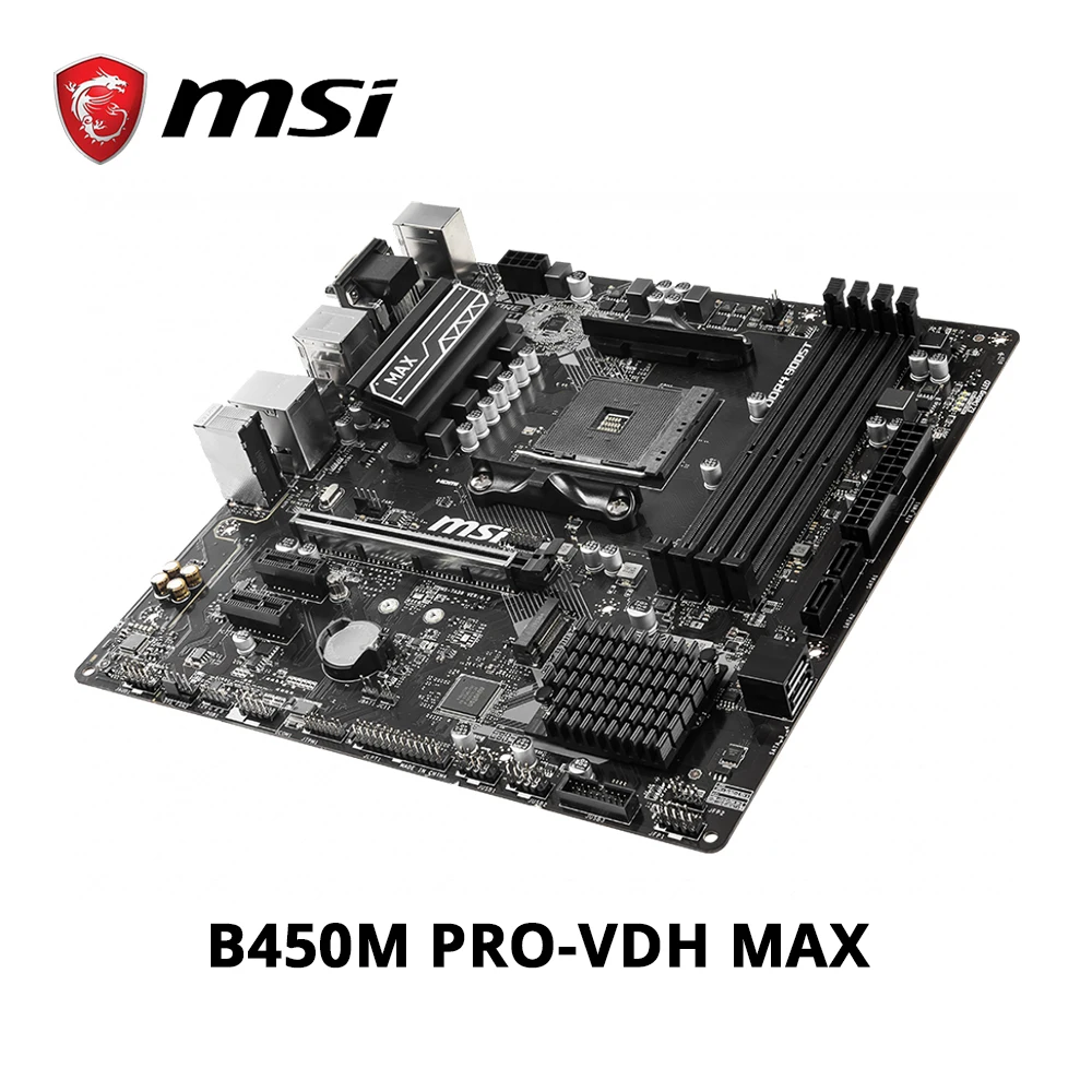 MSI B450M PRO VDH MAX системная плата AMD ryzen с поддержкой 3 го поколения am4 M.2 ssd USB3.1 ddr4 VGA DVI HDMI