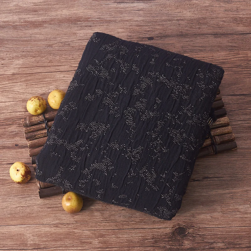 

New wool fabric Autumn and winter coats tissu Black Jacquard Independent Designer Brand material