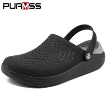 Мужские пляжные сандалии; обувь унисекс с отверстиями; легкие дышащие повседневные шлепанцы; нескользящие Вьетнамки для плавания и прогулок; мягкие сандалии