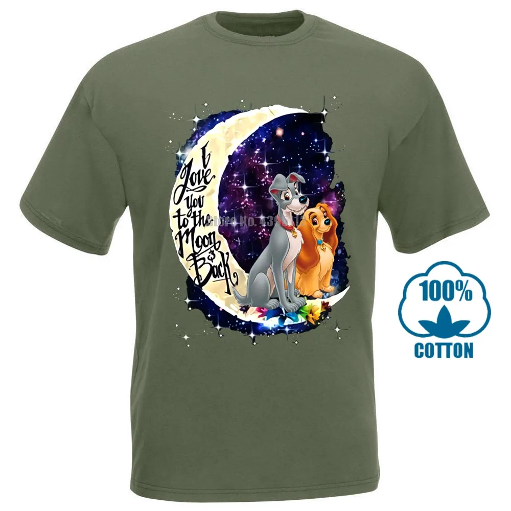 Армейский зеленый Леди и бродяга I Love You To The Moon& Back футболка черный хлопок для мужчин S 4Xl - Цвет: Армейский зеленый