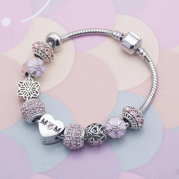 

wholesale Pink LOVE MM Lady Bracele fashion charm DIY Bracelet Gift