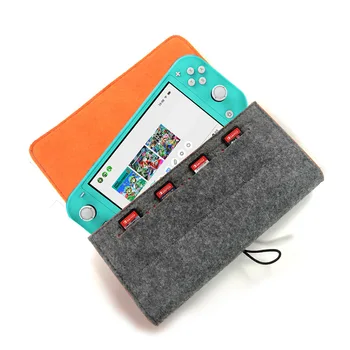 

Portable Protective Blanket Grey Carrying Game Case Storage Bag with 4 Game Card Slot Holder for Nintend Switch LIte Console