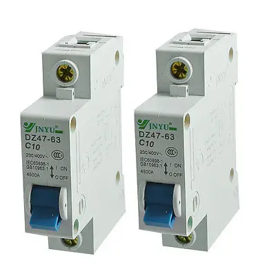 

2 Pcs AC 230V/400V 10A Single Pole 1P Overload Protection Circuit Breaker