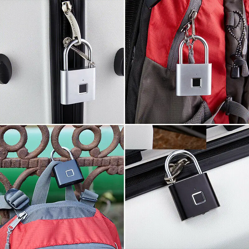 Smart Fingerprint Lock Keyless Anti-theft Security Door Padlock IP65 Waterproof USB Rechargeable Fingerprint Padlock