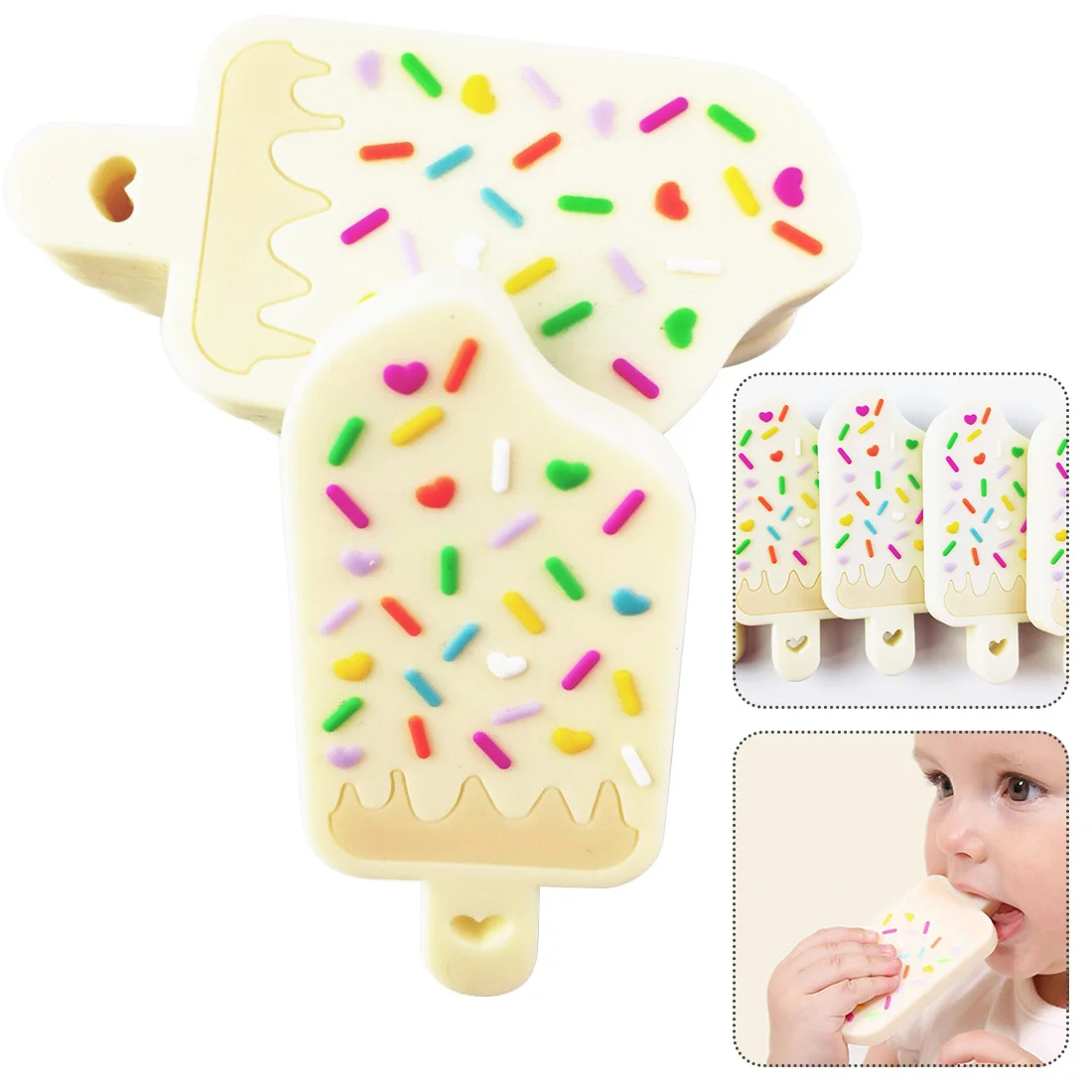

Let's Make Unfinished Silicone Popsicle 5PC Materials Crafts Chew Popsicle Accessories Necklace Silicone Popsicle Teether