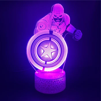 

3D Lamp Marvel Movie Captain America The Alarm Clock Base Atmosphere for Decoration Battery Powered Usb Led Night Light Lamp