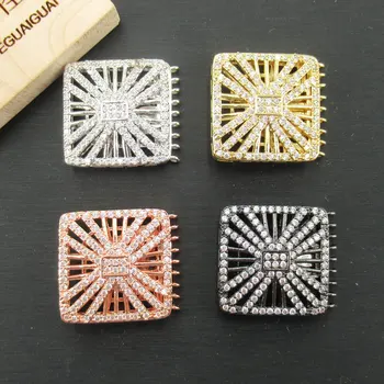 

APDGG 25x25mm Gold plated Cubic Zircon CZ Micro Pave Square Clasp Pendant necklace Bracelet Jewelry Making DIY